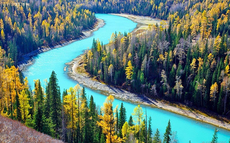 Kanas mountain and forest landscape